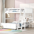 Full Over Full Bunk Bed with Desk, White F860913