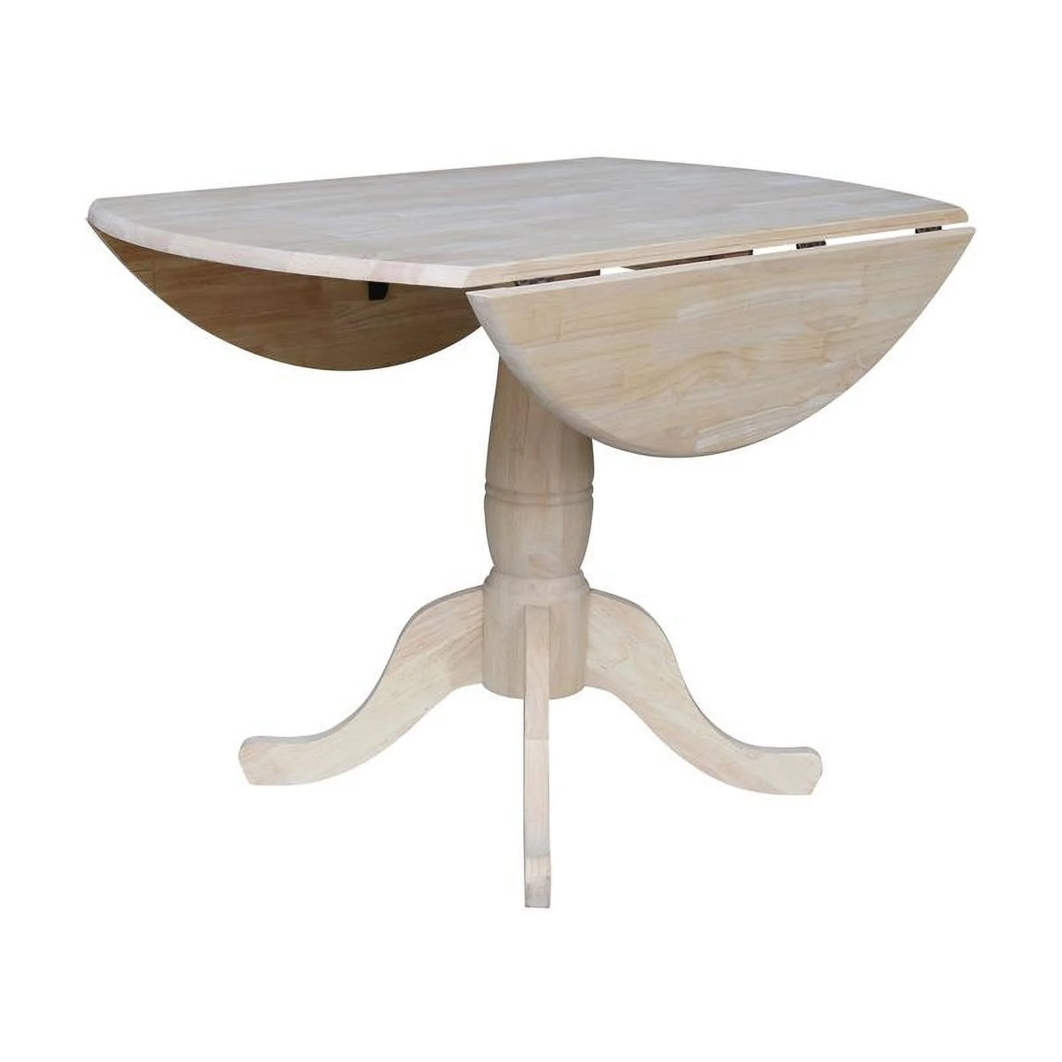 42" Round Solid Wood Dual Drop Leaf Pedestal Table X5093