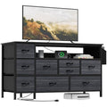 Black 9 Drawer TV Stand with Charging Station L136