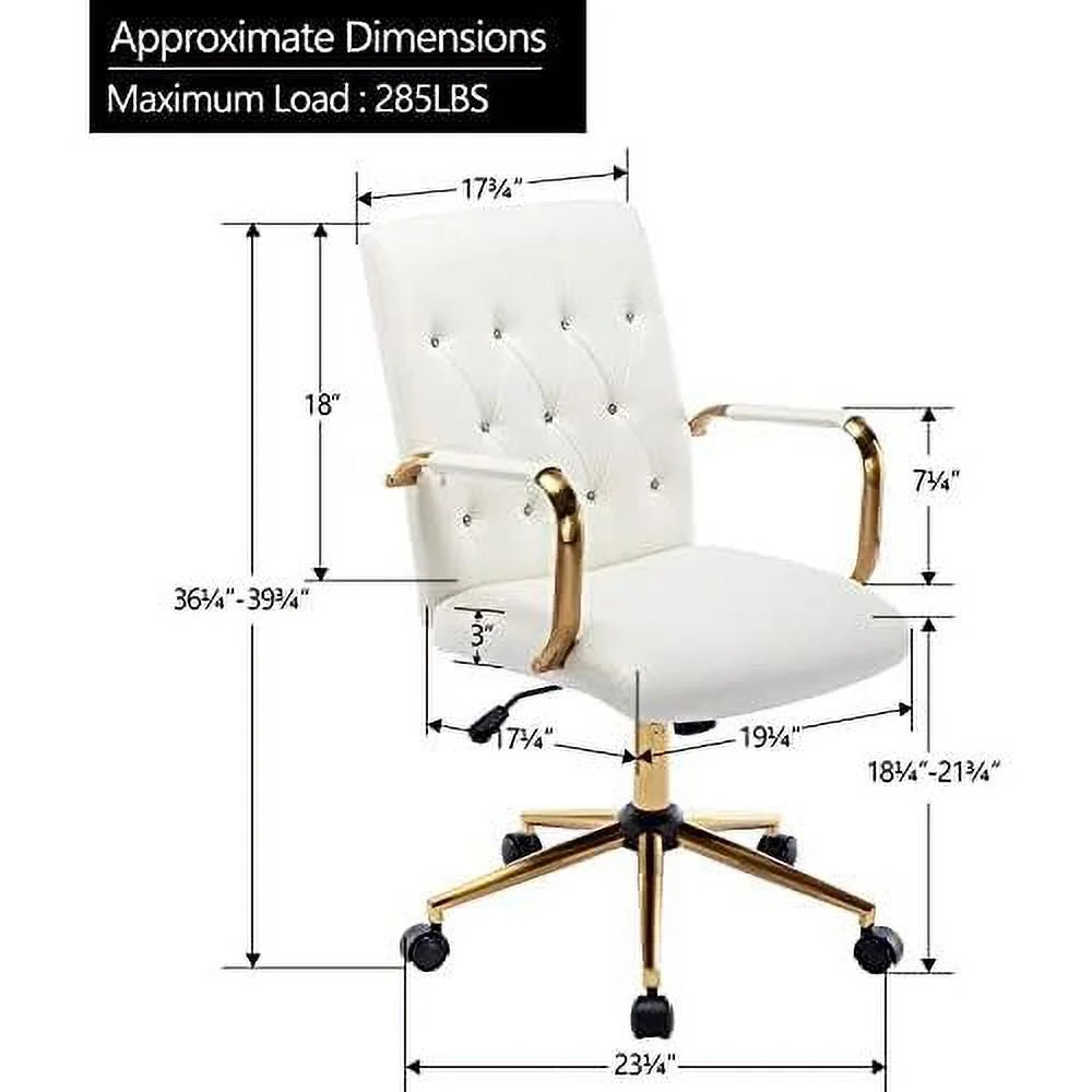White PU Leather Office Chair with Wheels Q730366