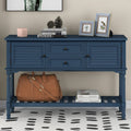 Black Navy Blue Console Table with 2 Drawer Cabinet Shelf V305749