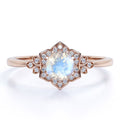 18k Rose Gold over Silver Blue Moonstone and Moissanite Engagement Ring G840