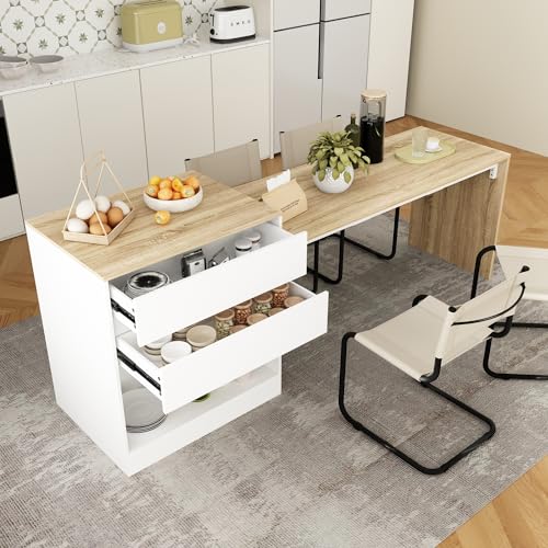 80.7" Wood Kitchen Island with 3 Drawers D822683