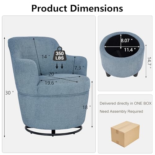 Blue Swivel Accent Chair with Ottoman Y864