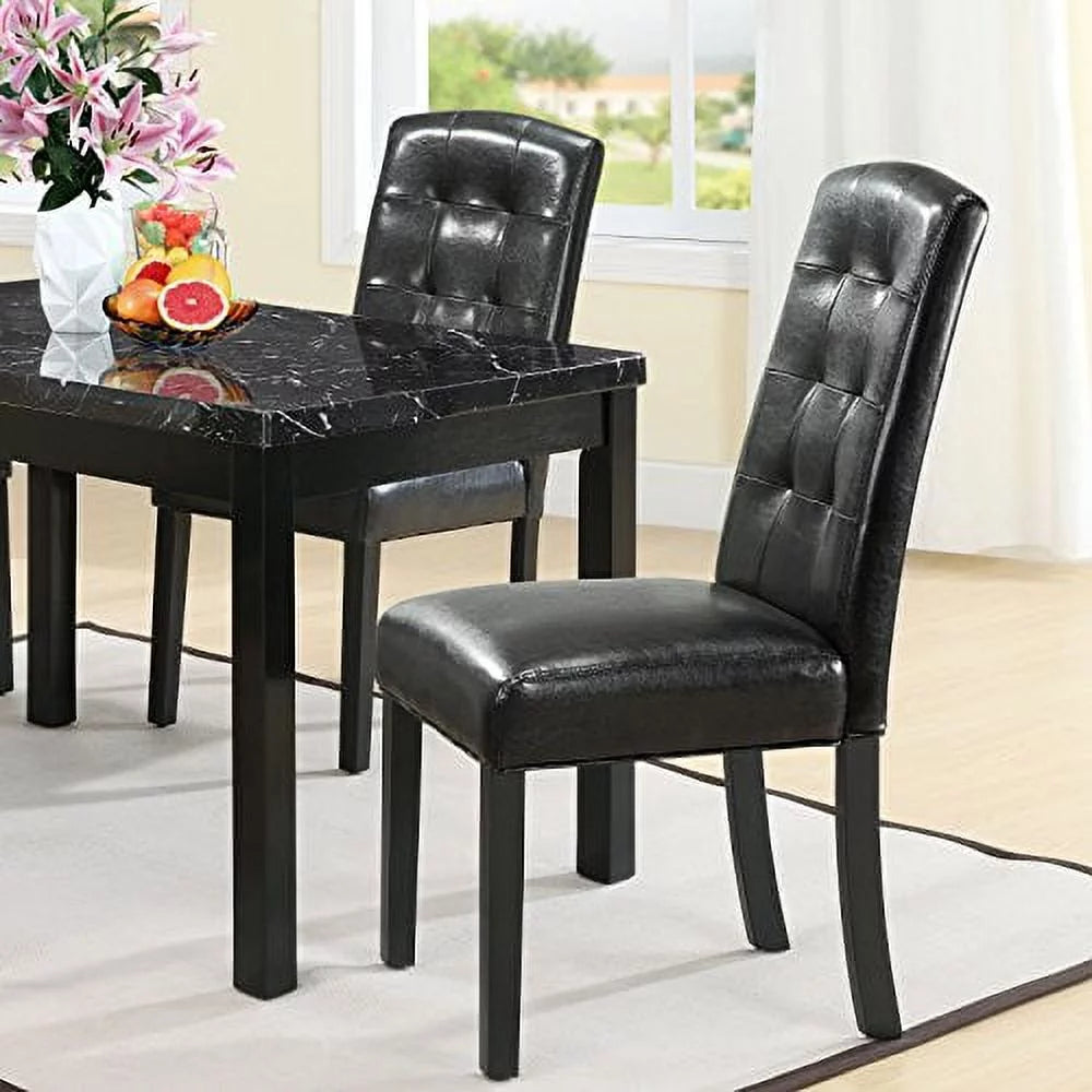 Black Tufted Faux Leather Dining Chairs F114