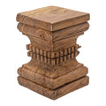 Organic Carved Wooden Pillar Stool D466387