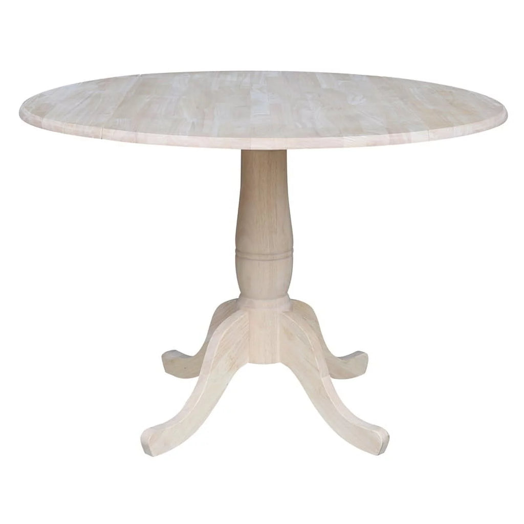 42" Round Solid Wood Dual Drop Leaf Pedestal Table X5093