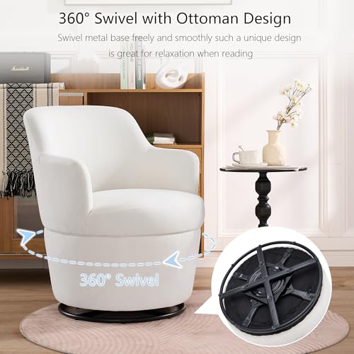 Blue Swivel Accent Chair with Ottoman Y864