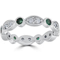1ct Diamond & Imitation Green Emerald Eternity Ring 14K White Gold X941427