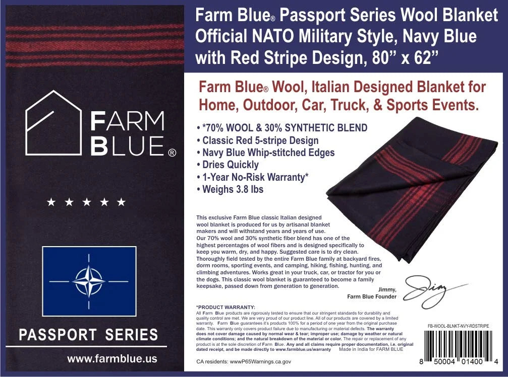 Blue Wool Camping Blanket D914