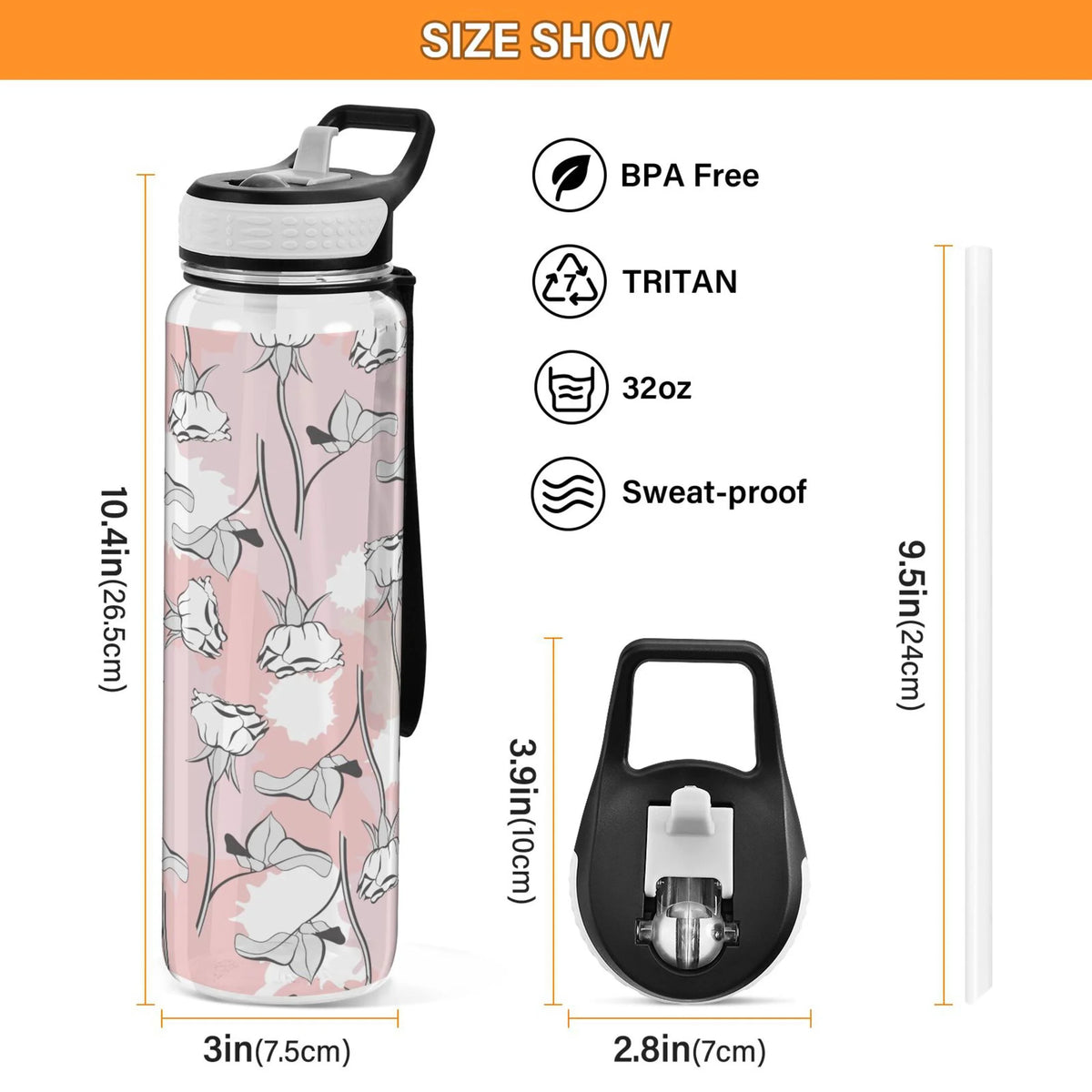 32oz Leakproof Tritan Sports Water Bottle with Straw S670248
