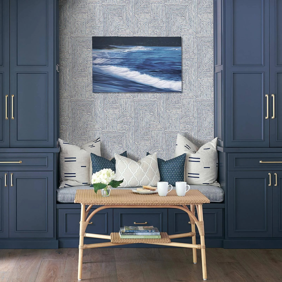Indigo Geometric Wallpaper F968