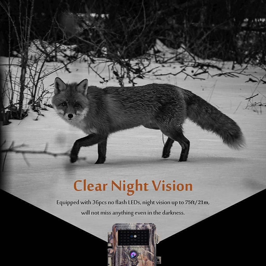 Deer Camera with Night Vision 24MP HD 1296P H.264 MP4 Video No Glow IR Motion Sensor Activated IP66 Waterproof O84789