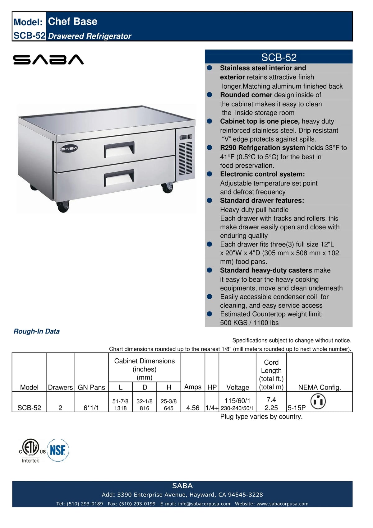 52" Chef Base 2 Drawer Refrigerator S683095