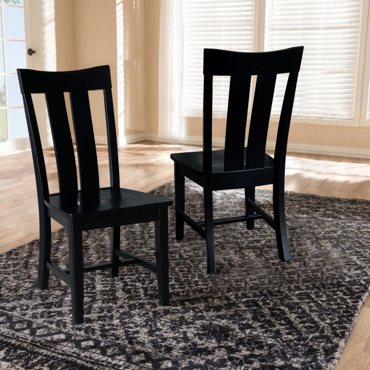 Solid Wood Dining Chairs Set of 2 in Black V994659