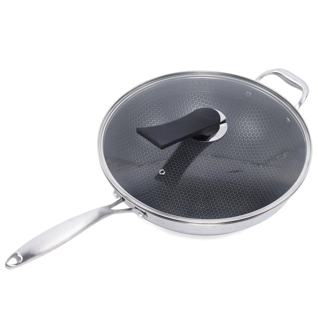 Non Stick Stainless Steel Frying Pan with Glass Lid F631789