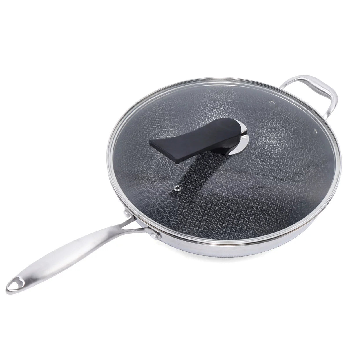 Non Stick Stainless Steel Frying Pan with Glass Lid F631789