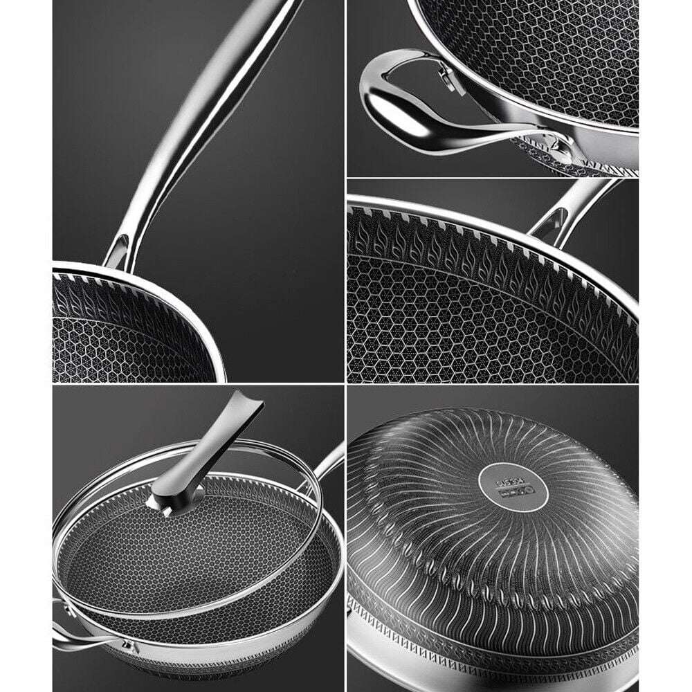 Non Stick Stainless Steel Frying Pan with Glass Lid F631789