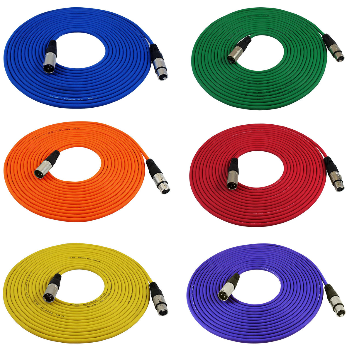 25ft XLR Male to Female Microphone Cable 6 Pack S291510