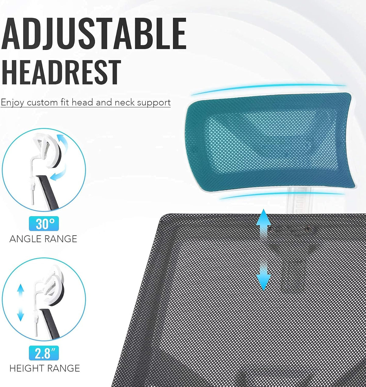 Black Ergonomic Mesh Office Chair with Adjustable Headrest and Armrest M1374