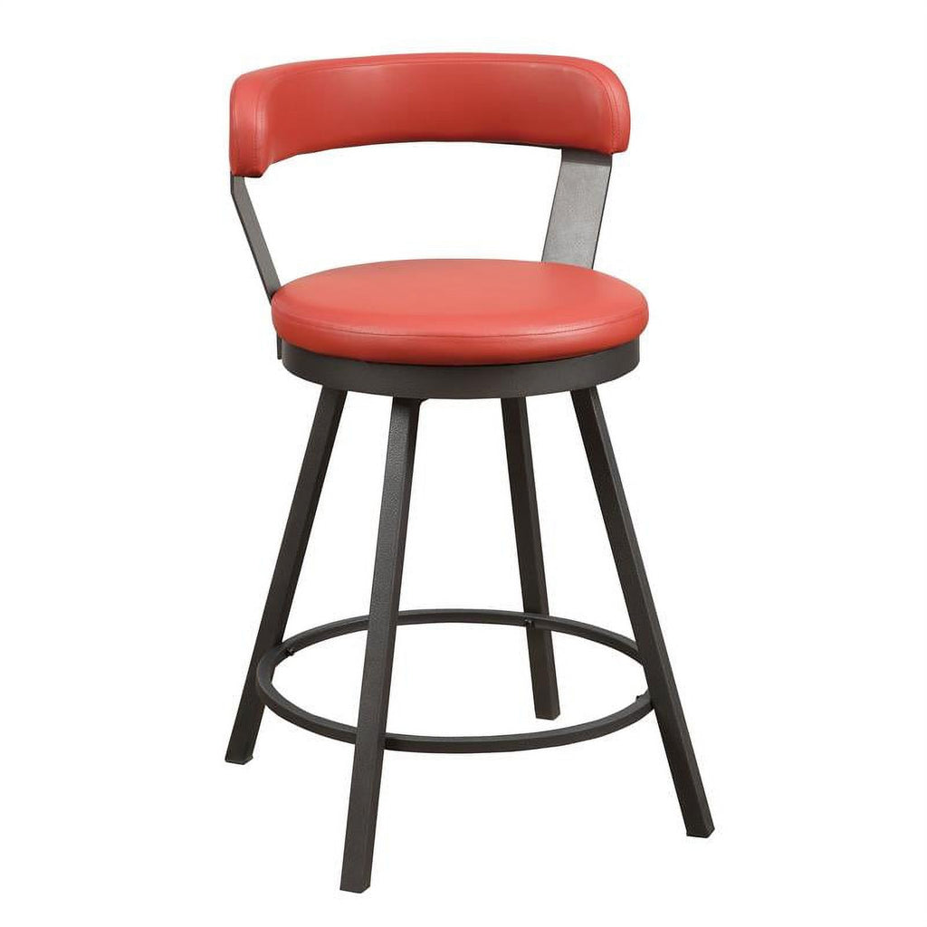 Red Metal Swivel Counter Height Chair (Set of 2) D200