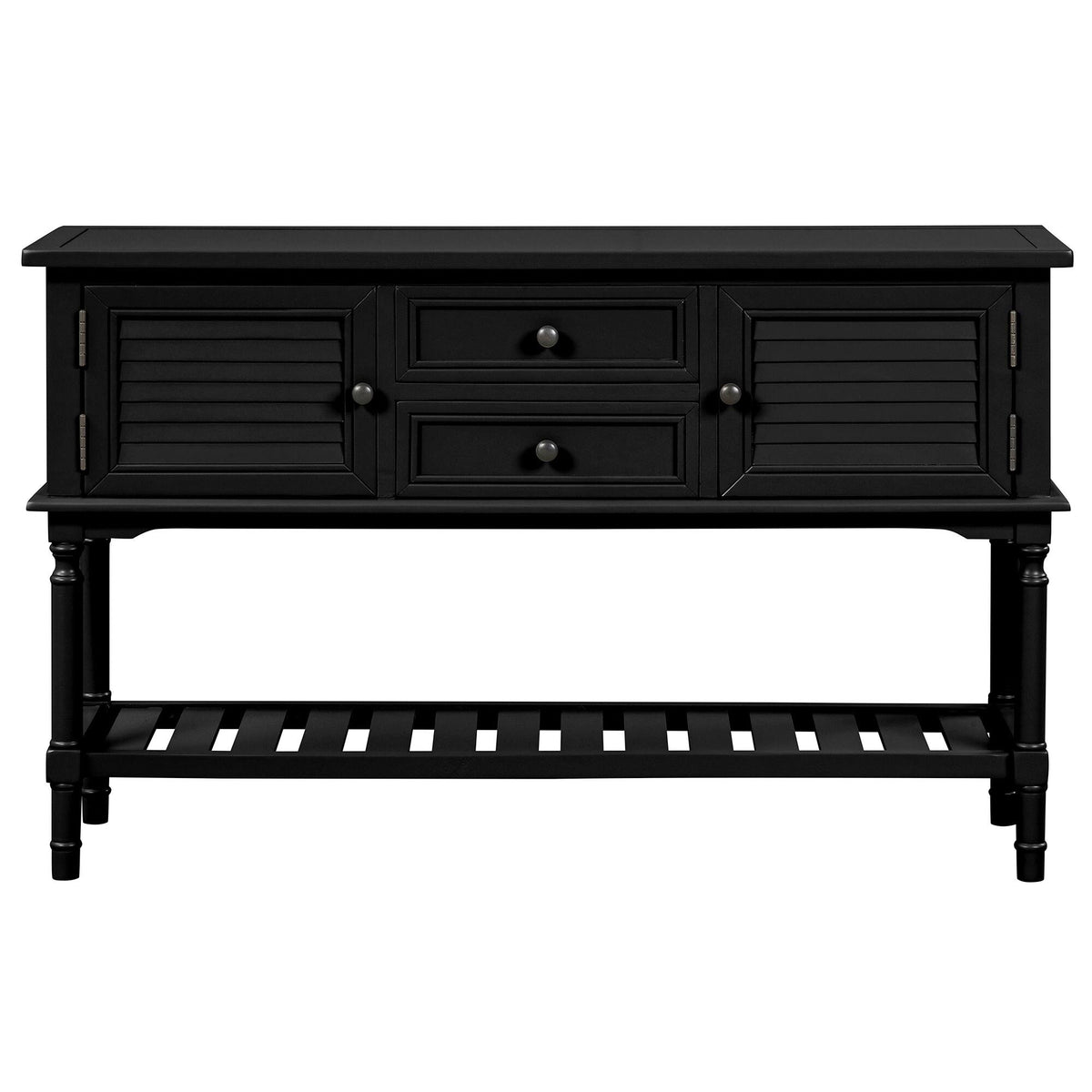 Black Navy Blue Console Table with 2 Drawer Cabinet Shelf V305749