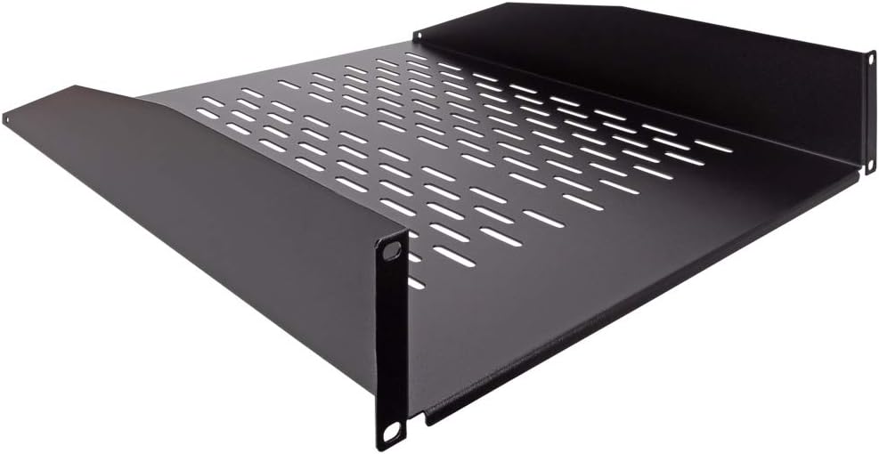 2U 19-Inch Heavy Duty Vented Rack Mount Cantilever Fixed Server Cabinet Shelf Black C822