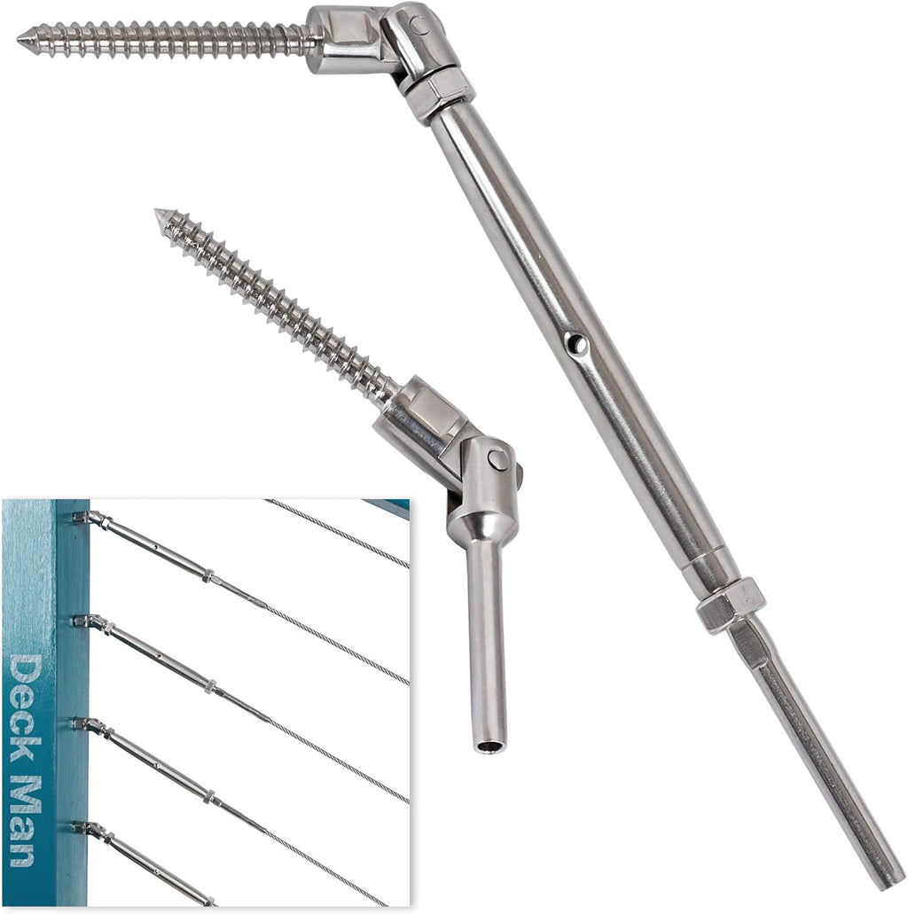 1/8 inch T316 Stainless Steel Cable Railing Kit for Wood Posts (6 Pairs) Pack of 2 A426941