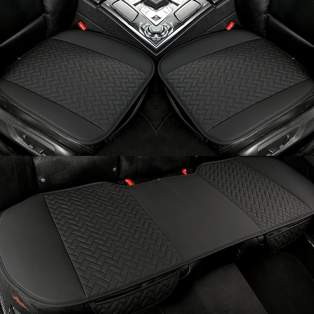 Beige Pu Leather Car Seat Bottom Covers, Pack of 2 L38781