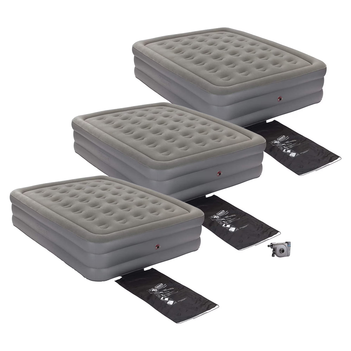 Queen 18" Airbed (3 Pack) with USB Pump H4216