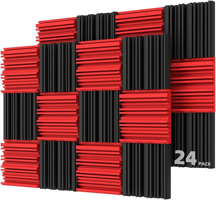 24 Pack Acoustic Foam Panels Black & Blue K6873