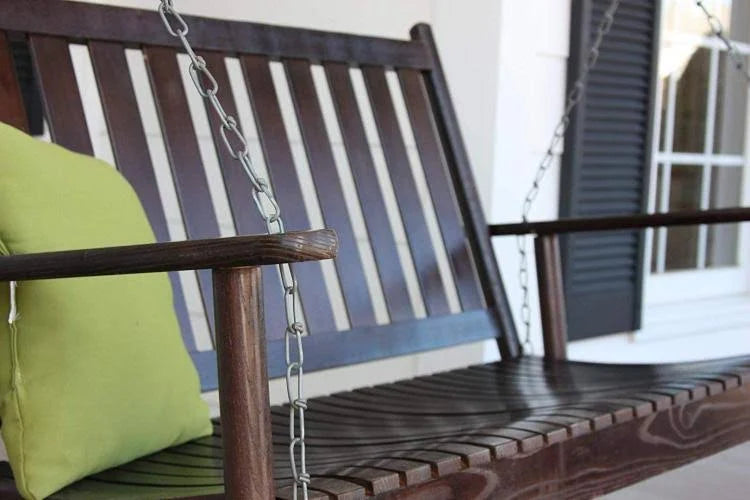 Wood Porch Swing with Vertical Slat Back and Seat U9434