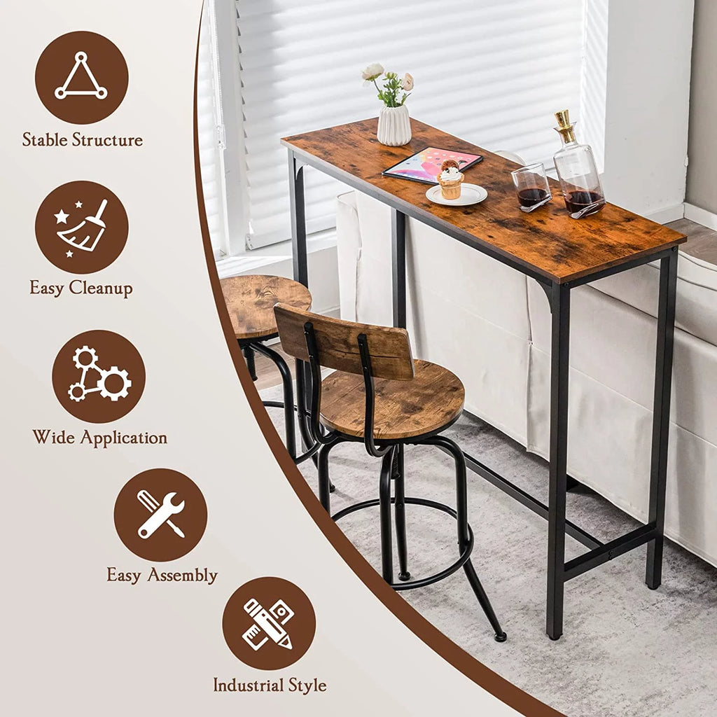 48" Narrow Rectangular Console Table with Steel Frame B4898