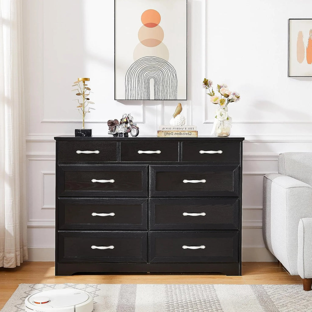 Black 9 Drawer Wood Dresser X5497