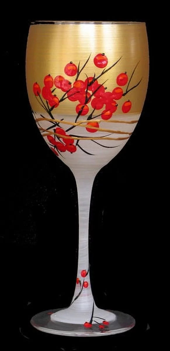 Set of 2 Hand Painted Wine Glasses 10.5 oz W257