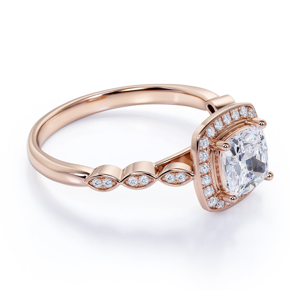 10K Rose Gold Vintage Halo Engagement Ring N975879