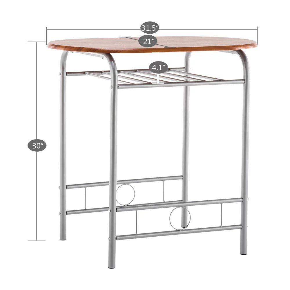 3 Piece Round Dining Table Set with Storage Shelf F634