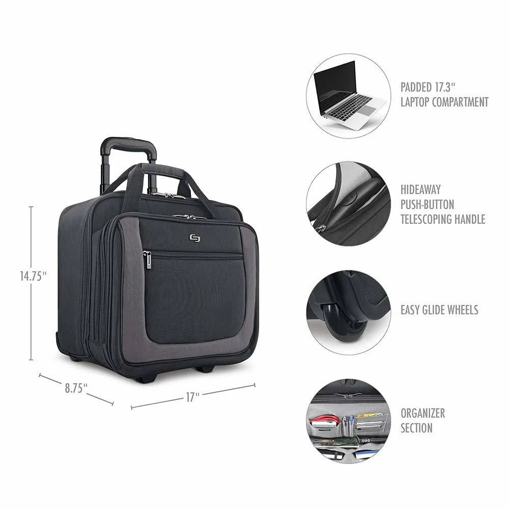Black/Grey 17.3 inch Rolling Laptop Bag N6493