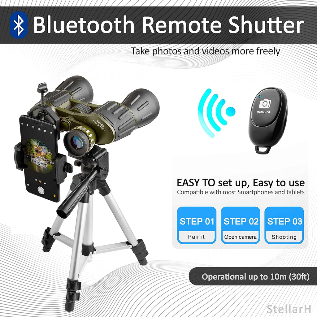 12X50 Full Size Binoculars with Tripod & Smartphone Adapter Carrying Bag F312