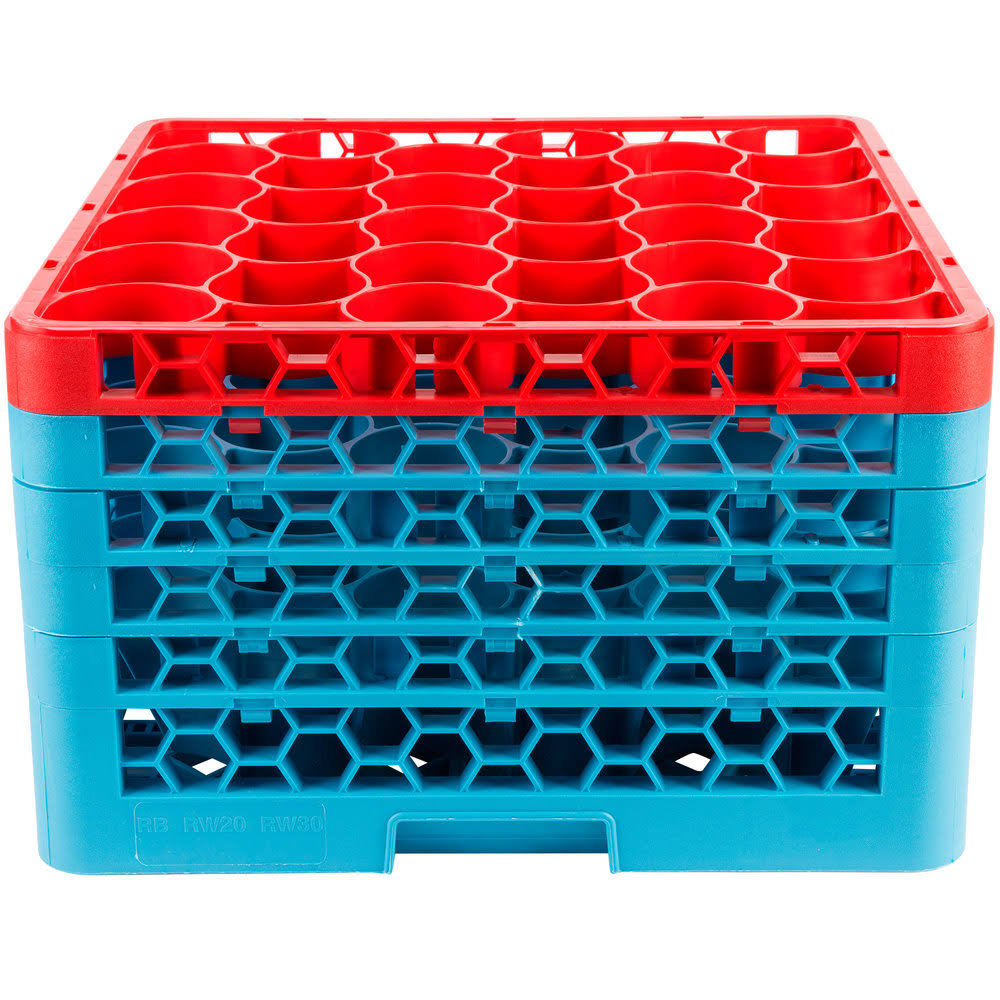 Red Color-Coded Glass Rack with 5 Extenders L536863
