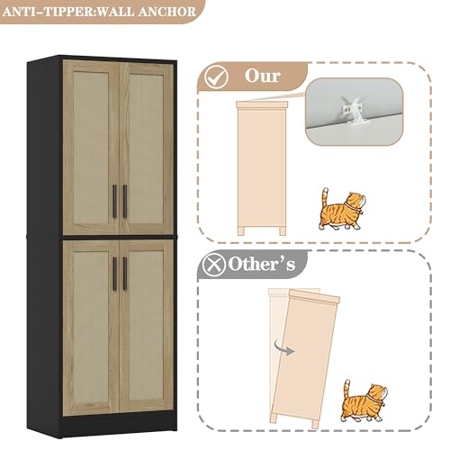 Tall Storage Cabinet with 4 Doors and Adjustable Shelves O455312