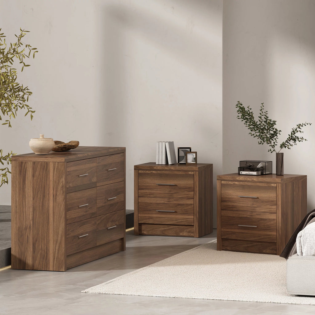 Gray Maple 3 Piece Double Dresser and Nightstand Set F798