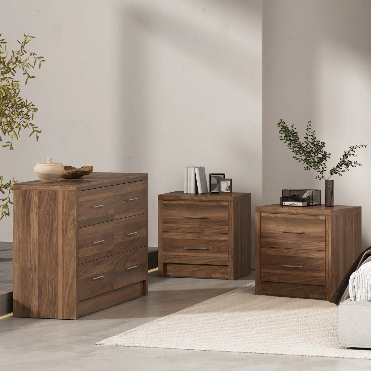 Gray Maple 3 Piece Double Dresser and Nightstand Set F798