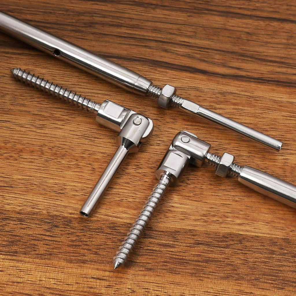 1/8 inch T316 Stainless Steel Cable Railing Kit for Wood Posts (6 Pairs) Pack of 2 A426941