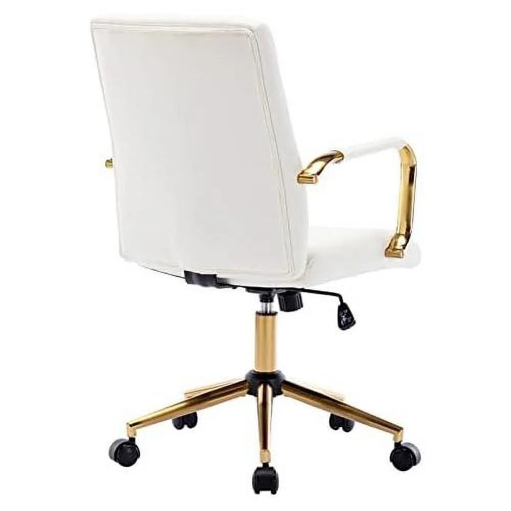 White PU Leather Office Chair with Wheels Q730366