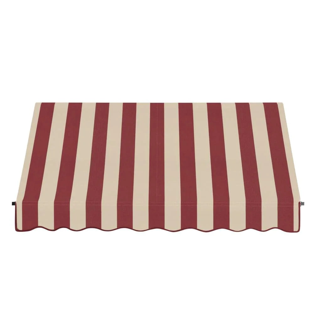 10.375 ft Acrylic Fabric Fixed Awning, Burgundy/Tan Stripe J6901