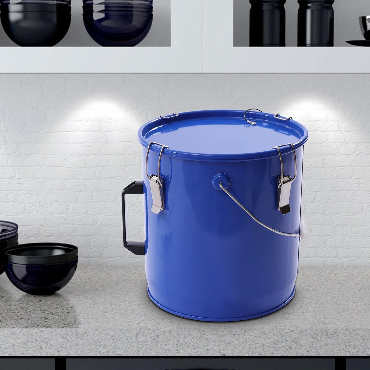 Blue Fryer Grease Bucket Oil Disposal Caddy E6678