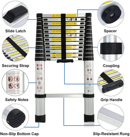 12FT Aluminum Telescoping Folding Ladder, 330lbs Max Load Capacity U2350