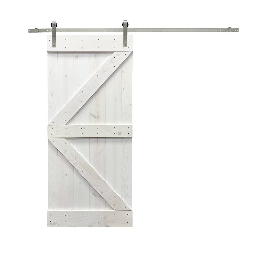 Solid Walnut Stained Knotty Pine Wood Interior Sliding Barn Door with Hardware Kit U219564