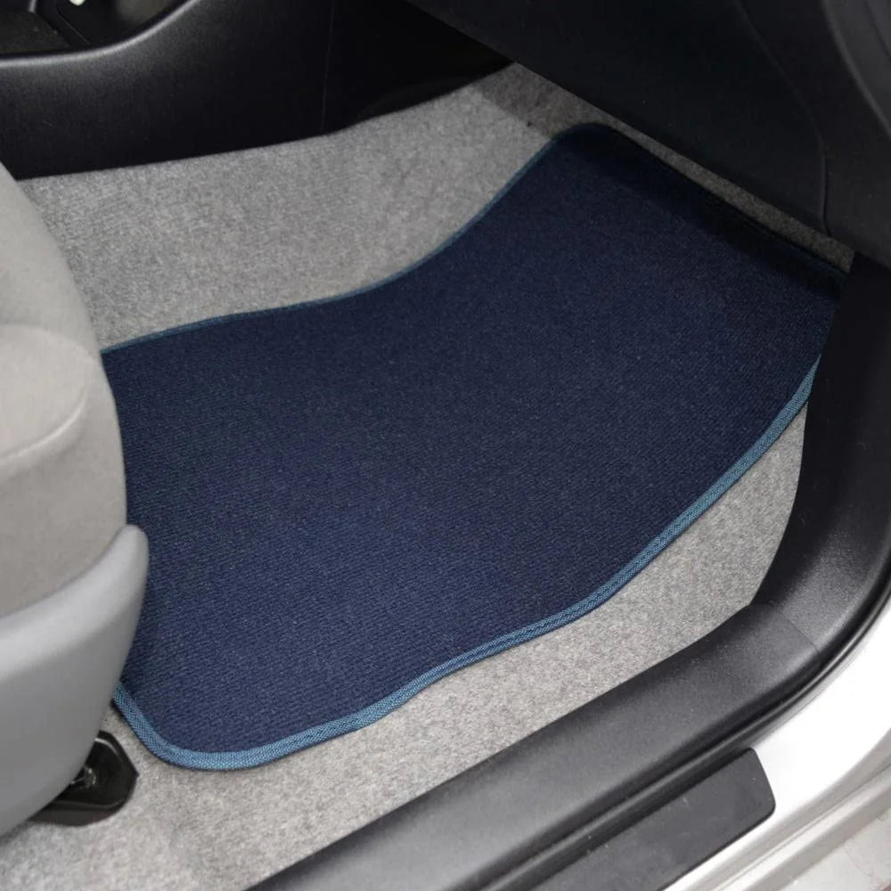 Blue 4PC Set of Carpet Car Floor Mats with Vinyl Heel Pad C92197